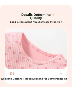 Dettaglio dello scollo dell'abito in maglia a coste rosa a pois con cuciture