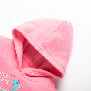 Felpa in pile rosa per bambina con simpatico dinosauro blu e scritta NICE CUTE