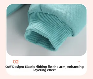 Detail of ribbed elastic cuffs on a mint green kid sweater for a snug and comfortable fit