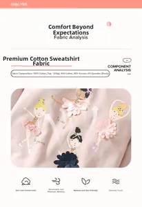 Dettaglio del tessuto in cotone rosa con stampa ballerina e fiori in mesh 3D