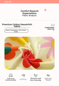 Detail of 100% cotton 220g yellow fabric with pink floral patterns and soft texture