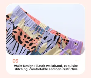 Detail of elastic waistband on toddler leggings featuring colorful animal prints and stitching