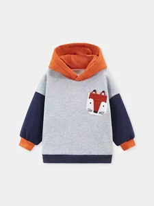 Little Maven Bambini Felpa con Cappuccio Foderata in Pile Manica Lunga Volpe Applicata Blocchi di Colore Calda per Ragazzi Ragazze