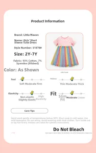 Détail du corsage en tricot rose à pois et jupe en tulle arc-en-ciel pour petites filles
