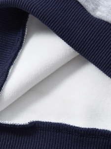 Felpa con cappuccio per bambini blu navy con fodera in pile e polsini a costine