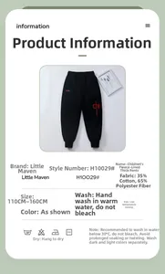 Detailed specs card for boys thermal fleece-lined pants with embroidery detail