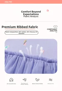 Détail du tissu côtelé violet avec motif licorne et épaisseur de jupe en tulle