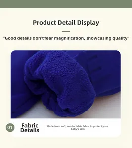 Detail of soft royal blue fleece fabric texture on winter pants for boys