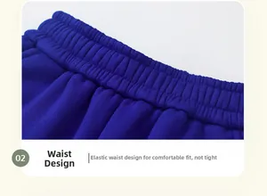 Detail of high-elastic wide waistband on thick navy blue thermal trousers for kids