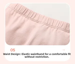 Detailed view of elastic waistband on pink knitted cotton shorts for young girls