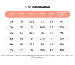 Guide des tailles détaillé pour robe en tulle fille avec mesures de 2 ans à 7 ans