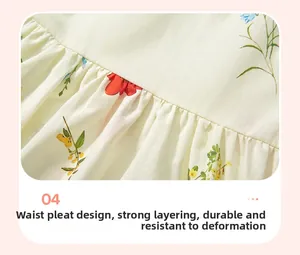 Dettaglio del design a punto smock e motivo floreale su abito estivo in cotone