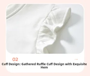 Gros plan d'une robe blanche en coton pour fille avec col rond et manches à volants