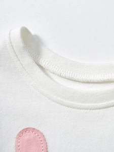 Robe en coton blanc pour filles avec tulle, applique oreilles de lapin et col rond
