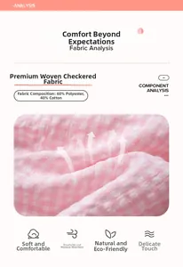 Détail du tissu à carreaux rose et blanc en mélange coton-polyester doux et respirant