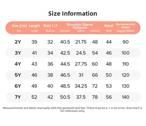 Size information chart for boys hoodie set with detailed measurements for ages 2-7Y