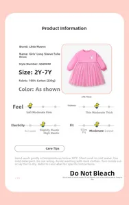 Detail of pink cotton tutu dress with rabbit embroidery and multi-layer mesh skirt