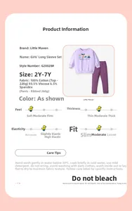 Infografica su composizione cotone e guida alla cura per set abbigliamento bimba