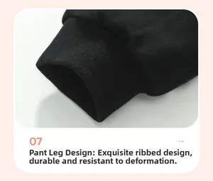 Detail of ribbed cuffs on black boy's trousers, durable and deformation-resistant fabric