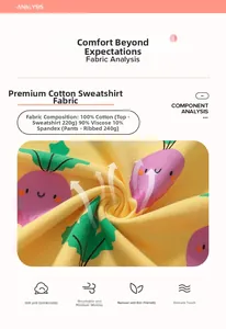 Detail of 100% cotton yellow sweatshirt fabric and ribbed knit pants material
