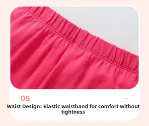 Close-up of pink girls knit pants featuring high elastic waistband and neat stitching