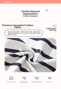 Détail du tissu 100% coton 220g et maille côtelée pour ensemble rayé de fille