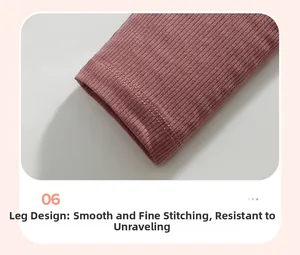 Detail der rosa gerippten Strickhose mit glatten Nähten und hochwertigen Beinbündchen