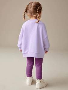 Set bambina con felpa lilla a maniche lunghe e pantaloni viola scuro per uno stile casual