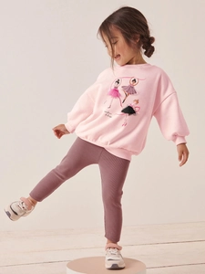 Mädchen Set mit rosa Ballerina Sweatshirt und Leggings für den Herbst