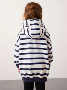 Ensemble sweat à capuche rayé pour fille avec adorables oreilles d'animaux 3D