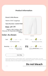 Detail view of cotton ribbed leggings fabric composition and 260g weight specifications