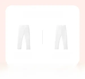 Front and back view of white cotton leggings for girls with ruffled ankle cuffs