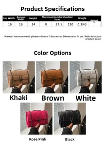 Spécifications du sac matelassé en cuir PU et choix de couleurs: kaki, rose et noir