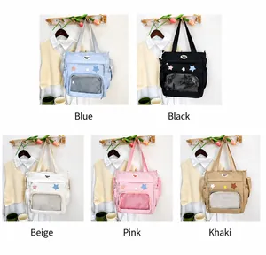 Japanische Canvas-Taschen in Blau, Schwarz, Weiß, Rosa und Khaki für Studenten