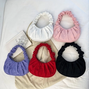Sac Sous le Bras en Velours Côtelé Froncé pour Femmes Mode Minimaliste Couleur Unie Sac Nuage Petit Sac à Épaule Quotidien