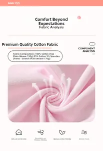 Detail of pink cotton fabric texture showing 100% cotton breathable summer set for girls