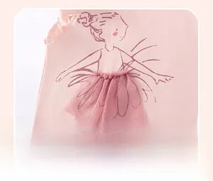 Detail of pink cotton tee with ballet dancer print and 3D mesh sequin tutu skirt