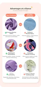 Broderie détaillée de licorne sur tricot en coton violet doux pour robe de fille