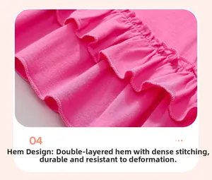 Detail of pink cotton dress showing double-layered hemline and reinforced stitching