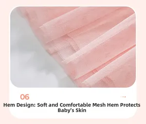 Detail view of the soft multi-layer pink mesh tulle hem on girls' princess dress