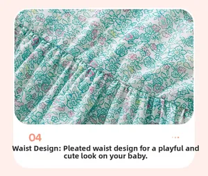 Detailed close-up of smocked waist design on a floral summer dress for girls