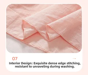 Detailed close-up of pink cotton fabric with professional overlock stitching on inner lining