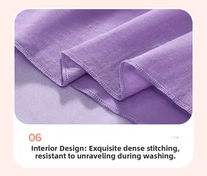 Détail de la couture de qualité et de la doublure en coton violet de la robe de princesse