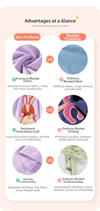 Détail du tissu en coton violet à pois avec une broderie de lapin de haute qualité