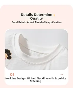 Close-up of ribbed neckline with reinforced stitching on white cotton girl's dress