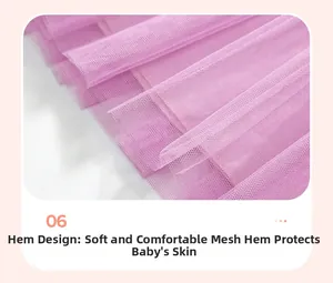 Detail of pink layered mesh tutu hemline with soft texture for girls' princess dress