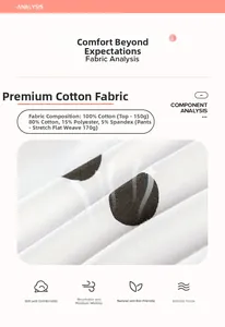 Detailed fabric texture of cotton panda outfit showing 100% cotton top and jersey pants