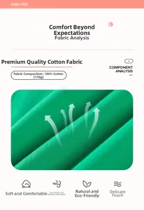 Detail showing 100% cotton fabric analysis for girls' green cartoon summer dress