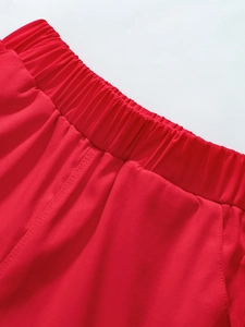 Pantaloncini in maglia rossa per bambini con elastico in vita per abbigliamento estivo