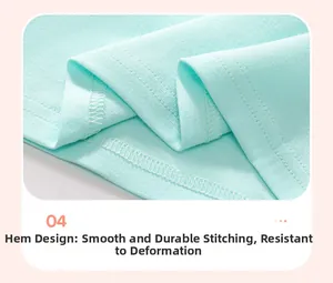 Close-up of double-stitched hem on mint green cotton shirt showing soft fabric texture